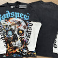 Spring New Rock Street Fashion Vintage Washed Distressed Graphic Print Oversized Tee