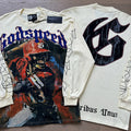 Spring New Rock Street Fashion Vintage Washed Distressed Graphic Print Oversized Tee