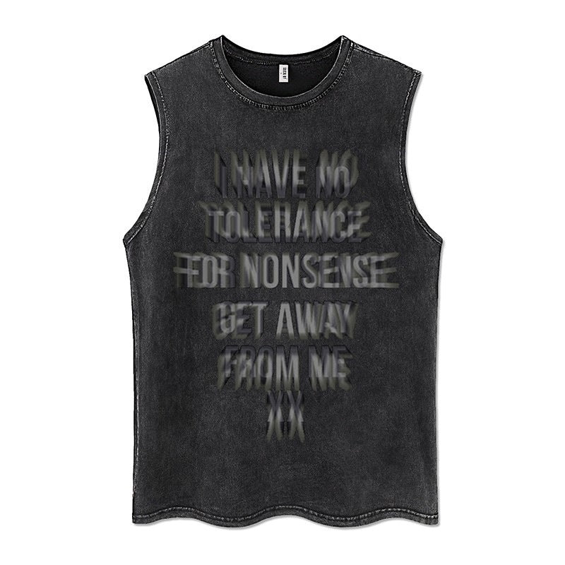 Euro-American Dark Hip Hop Vintage Wash Cotton Sleeveless Loose Sports Vest For Men