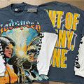 Spring New Rock Street Fashion Vintage Washed Distressed Graphic Print Oversized Tee