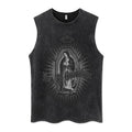 Euro-American Dark Hip Hop Vintage Wash Cotton Sleeveless Loose Sports Vest For Men