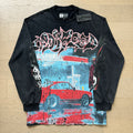 Spring New Rock Street Fashion Vintage Washed Distressed Graphic Print Oversized Tee