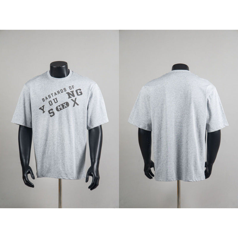 New European American Hip-Hop Trendy Brand Retro Washed Band Matching Vintage Washed Short Sleeve T-Shirt Streetwear Top