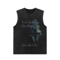 Euro-American Dark Hip Hop Vintage Wash Cotton Sleeveless Loose Sports Vest For Men