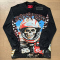 Spring New Rock Street Fashion Vintage Washed Distressed Graphic Print Oversized Tee