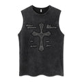Euro-American Dark Hip Hop Vintage Wash Cotton Sleeveless Loose Sports Vest For Men