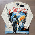 Spring New Rock Street Fashion Vintage Washed Distressed Graphic Print Oversized Tee