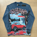 Spring New Rock Street Fashion Vintage Washed Distressed Graphic Print Oversized Tee
