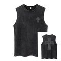 Euro-American Dark Hip Hop Vintage Wash Cotton Sleeveless Loose Sports Vest For Men