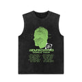 Euro-American Dark Hip Hop Vintage Wash Cotton Sleeveless Loose Sports Vest For Men