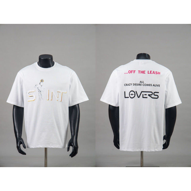 New European American Hip-Hop Trendy Brand Retro Washed Band Matching Vintage Washed Short Sleeve T-Shirt Streetwear Top