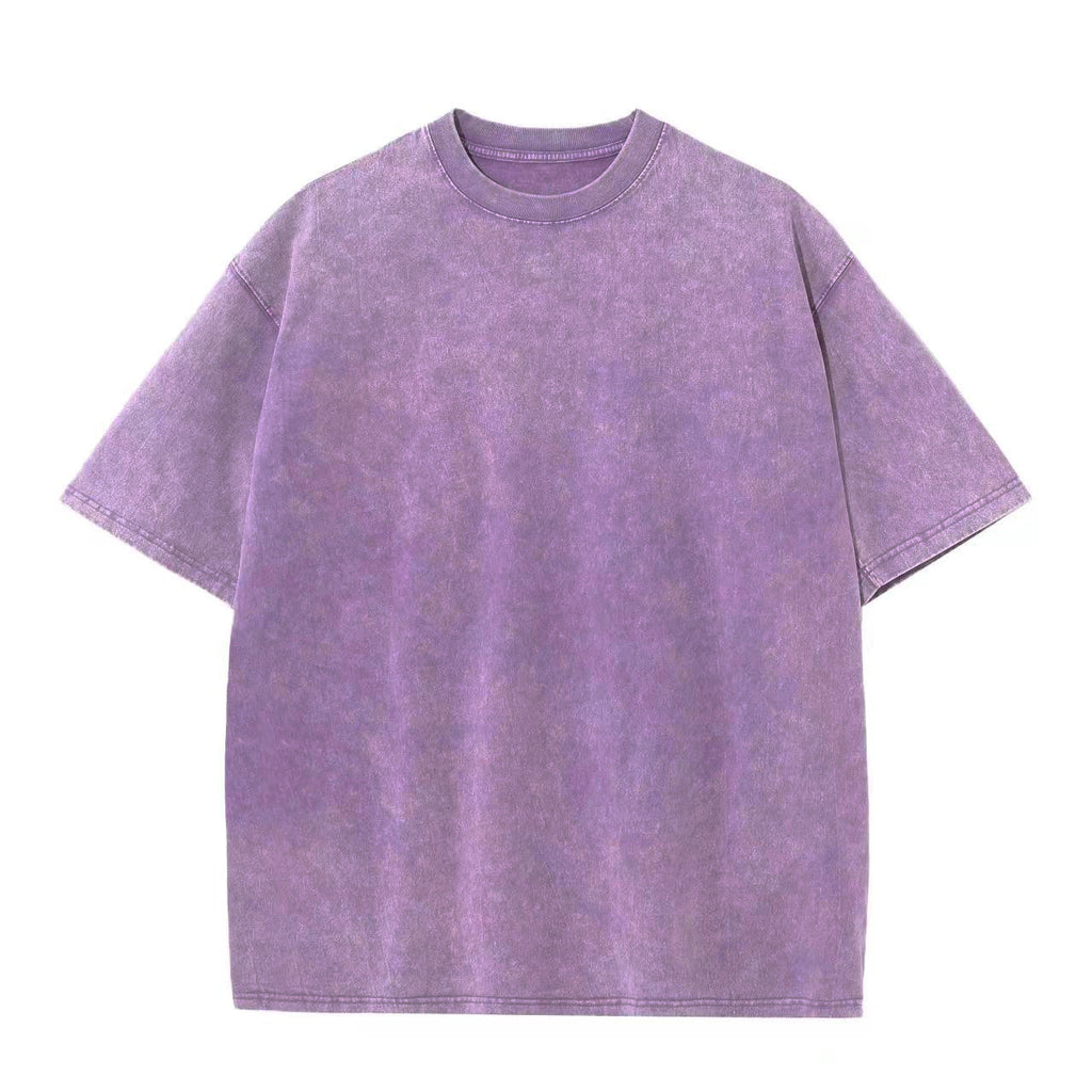 Vintage Washed 230g Heavy Pure Cotton Cross-Border T-Shirt