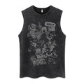 Euro-American Dark Hip Hop Vintage Wash Cotton Sleeveless Loose Sports Vest For Men
