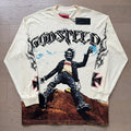 Spring New Rock Street Fashion Vintage Washed Distressed Graphic Print Oversized Tee