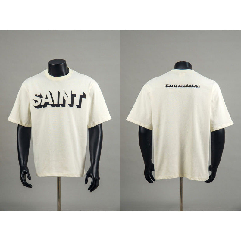 New European American Hip-Hop Trendy Brand Retro Washed Band Matching Vintage Washed Short Sleeve T-Shirt Streetwear Top