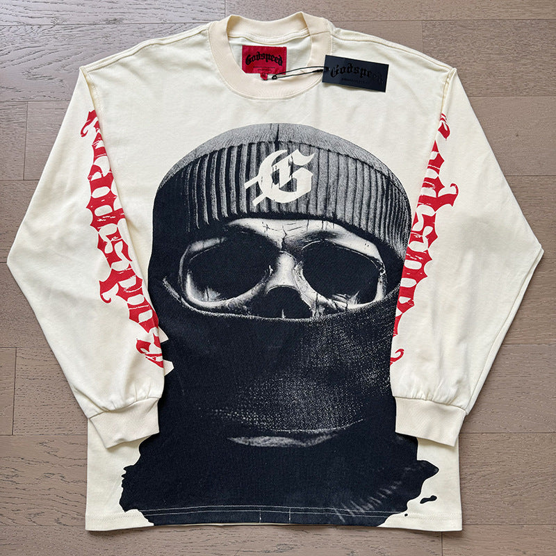 Spring New Rock Street Fashion Vintage Washed Distressed Graphic Print Oversized Tee