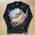 Spring New Rock Street Fashion Vintage Washed Distressed Graphic Print Oversized Tee