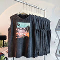 American Style Sleeveless T-Shirt Pure Cotton Summer Sports Men's