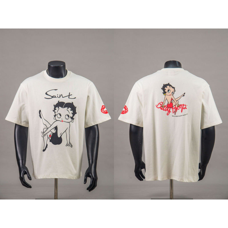 New European American Hip-Hop Trendy Brand Retro Washed Band Matching Vintage Washed Short Sleeve T-Shirt Streetwear Top