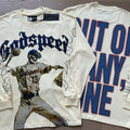 Spring New Rock Street Fashion Vintage Washed Distressed Graphic Print Oversized Tee