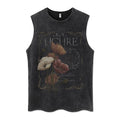 Euro-American Dark Hip Hop Vintage Wash Cotton Sleeveless Loose Sports Vest For Men