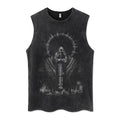 Euro-American Dark Hip Hop Vintage Wash Cotton Sleeveless Loose Sports Vest For Men