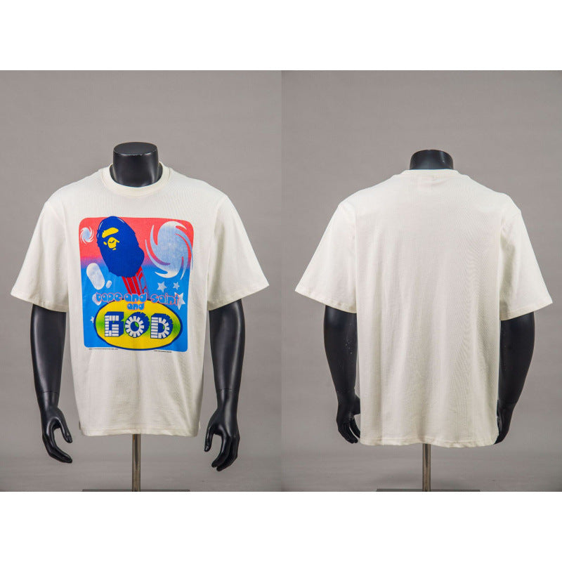 New European American Hip-Hop Trendy Brand Retro Washed Band Matching Vintage Washed Short Sleeve T-Shirt Streetwear Top