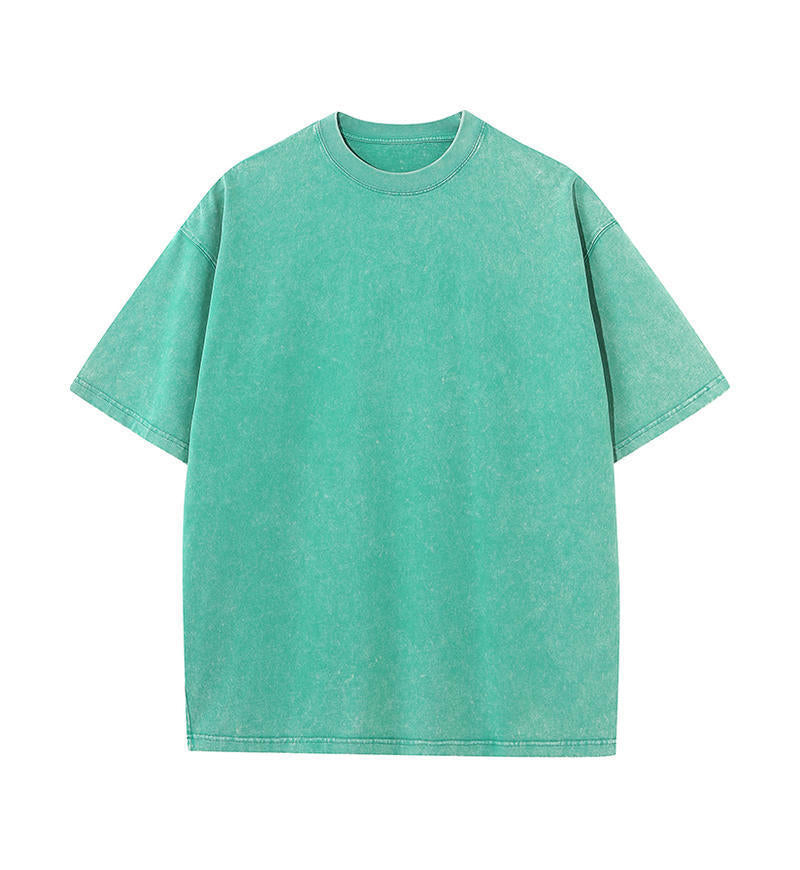 Vintage Washed 230g Heavy Pure Cotton Cross-Border T-Shirt