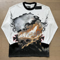 Spring New Rock Street Fashion Vintage Washed Distressed Graphic Print Oversized Tee