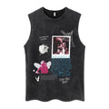 Euro-American Dark Hip Hop Vintage Wash Cotton Sleeveless Loose Sports Vest For Men
