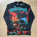 Spring New Rock Street Fashion Vintage Washed Distressed Graphic Print Oversized Tee