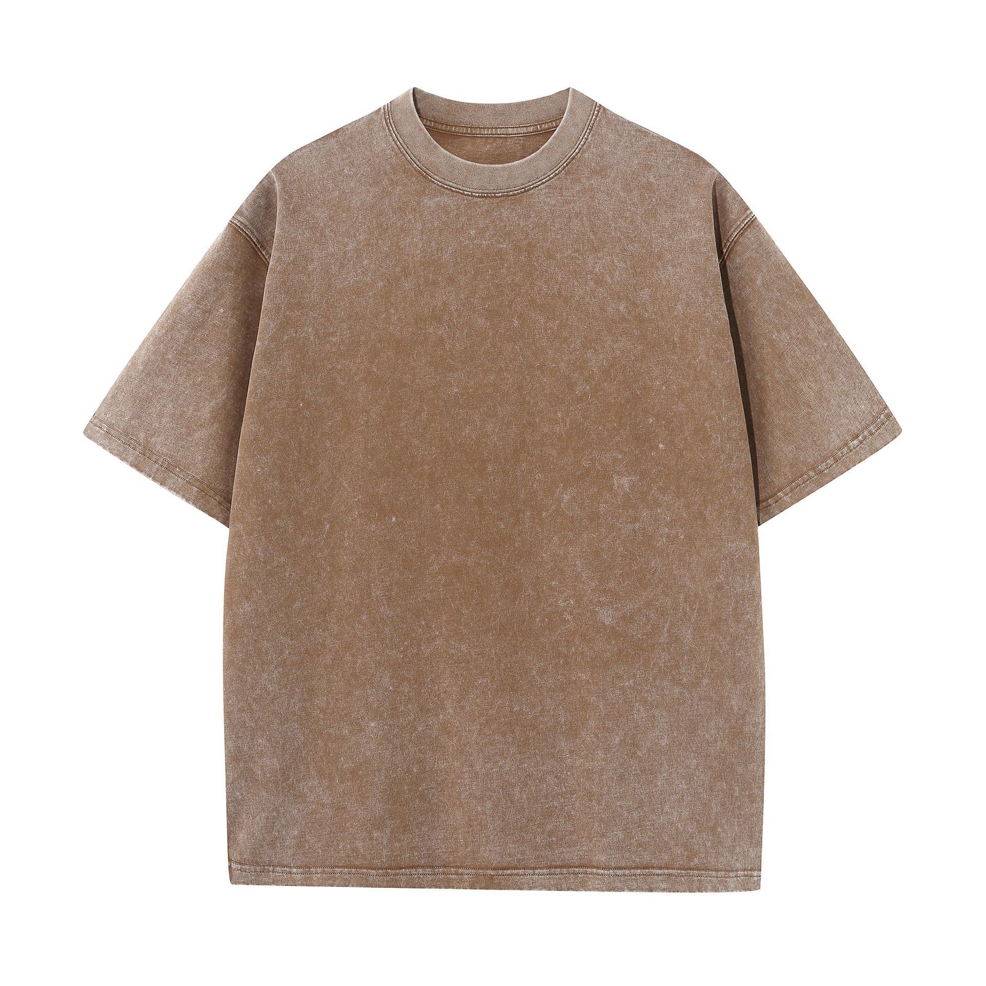 Vintage Washed 230g Heavy Pure Cotton Cross-Border T-Shirt