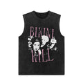 Euro-American Dark Hip Hop Vintage Wash Cotton Sleeveless Loose Sports Vest For Men
