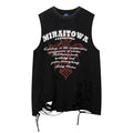 American Style Washed Old Knife Cut Hole Sleeveless T-shirt Men's and