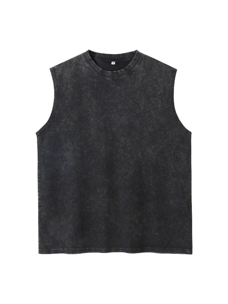 230g cotton heavy weight distressed sleeveless T-shirt men's and women's