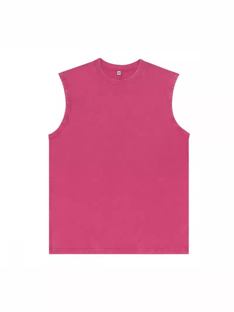 230g cotton heavy weight distressed sleeveless T-shirt men's and women's