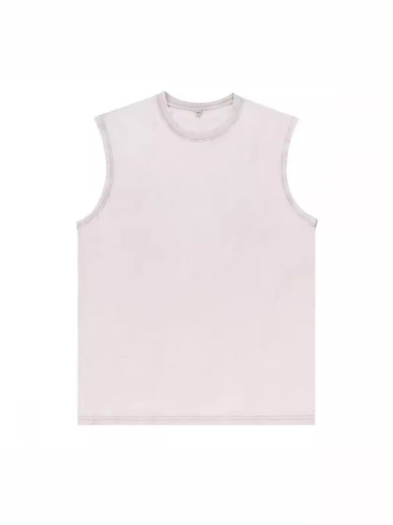230g cotton heavy weight distressed sleeveless T-shirt men's and women's