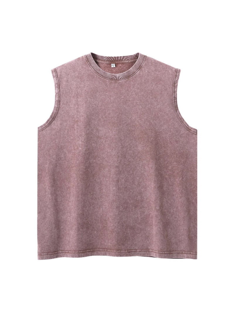 230g cotton heavy weight distressed sleeveless T-shirt men's and women's